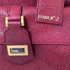 FENDI Classico No.3 Leather Handbag Bordeaux Classic Hard to Find #QYFVXY