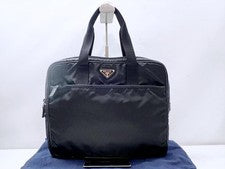PRADA Triangle Logo Tessuto Nylon Briefcase Handbag Black VA0609 From Ja #QYHECP