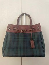 Ralph Lauren Tote Bag, Leather & PVC, Blackwatch #QYF1CU