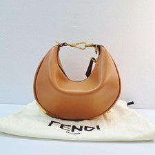FENDI Graphic Mini 8BS081 Camel Brown Gold HW Logo Scratched #QYIGQP