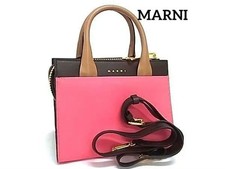 Marni Raw Collection Leather 2-Way Handbag Shoulder Bag #QY1AJS