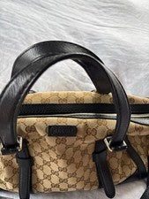 GUCCI GG Canvas 2-way Handbag Leather Black #QYGBXG
