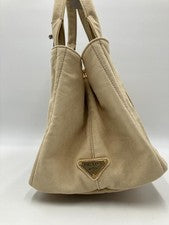 PRADA Canapa M-size DELAVE Tote Bag, Beige #QYE5TM