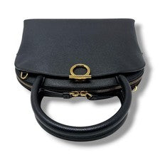 Salvatore Ferragamo handbag, top handle, Gancini design, black. #QY1RWV