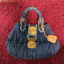 MIU MIU denim bag, Matelass? handbag Tan Women #QY30QU