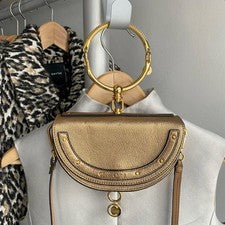 Chloe Nile bag, bronze/gold mini bag, accessory. #QY6OQ6