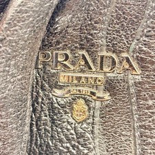 PRADA Nappa Leather Shirred Handbag, Black, Silver Hardware #QY2T43