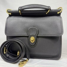 Old Coach Willis 2-way Shoulder Bag with Turnlock, Black #QY90TU