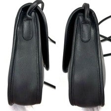 Old Coach Shoulder Bag Pochette Leather Flap Black #QY2SL7