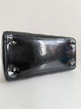 Christian Dior Lady Dior handbag, black enamel. #QY85D4