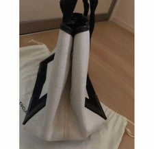 BALENCIAGA Canvas Tote Bag White Black Pouch Hawaii Purchase #QYHE3K