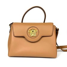 Versace La Medusa 2-way handbag, genuine leather, camel color. #QY9P1M