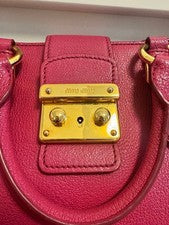 MIU MIU Madras Leather 2-Way Gold Bag #QYF89B