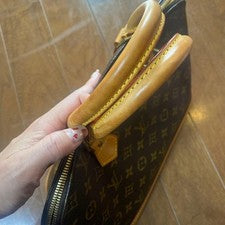 LOUIS VUITTON Alma PM Monogram Canvas Leather Handbag Brown #QYA2O4