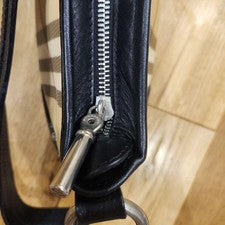 BURBERRY LONDON Nova Check Canvas Leather Shoulder Bag Italy #QY4ZNI