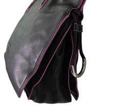 LOEWE Flamenco Handbag, Black x Pink, Silver, Nappa Leather #QY90KT