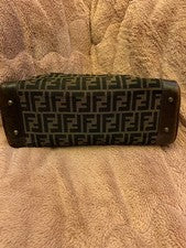 FENDI Mini Boston Bag Monogram Canvas Leather Black Beige Italy From Jap #QYABPF