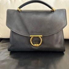 Salvatore Ferragamo Margot 2Way Black Leather Handbag H28 W33 #QY750S