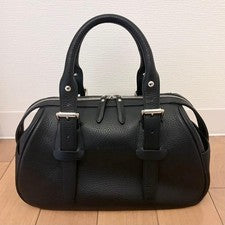 Burberry Leather Handbag, Black Mini Boston Bag #QY6VTM
