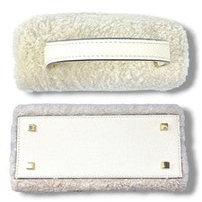 Valextra Mini Iside handbag, ivory, shearling, and sheepskin. #QYFGS1
