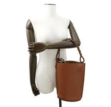 LOEWE Gate Bucket Handle Shoulder Bag, Calfskin Brown #QYFGY7