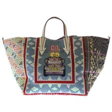 CHRISTIAN LOUBOUTIN Manila Cabas Denim Tote Bag Handbag Multicolor 31851 #QY8KO5