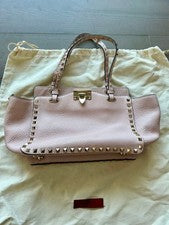VALENTINO Rockstud Tote Rose Quartz Pink Leather W25-39 H18 #QYFHVL