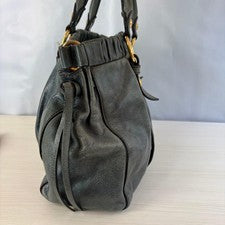 MIU MIU Vitello Lux Ribbon Bag 2way Green Leather Women #QYGIHK
