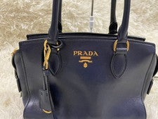 PRADA Prada 2-way leather handbag, navy #QY3WSN