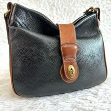 Classic Old Coach Leather Shoulder Bag with Turnlock Closure #QY9NQU