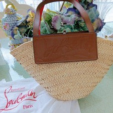 Christian Louboutin Leather Basket Bag Shoulder Bag with Logo #QYKD1L