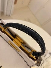 FENDI Peekaboo Selleria Medium White Navy Grained Calf #QYIWWU