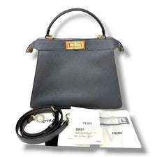 Fendi Peekaboo I See You handbag, medium size, dark gray #QY3OL1