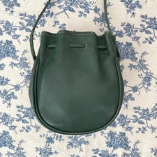 COACH Classic Drawstring Shoulder Bag Green Leather USA 80s 90s #QYC8CM