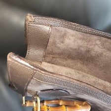 GUCCI Suede Bamboo Tote, Dark Brown, Classic Gucci #QY0OCN
