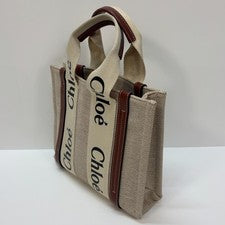 Chloe Woody Canvas Leather Small Handbag MBZ961 #QYB5T2