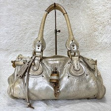 Chloe Paddington Metallic Gold Leather Handbag #QY6V8X
