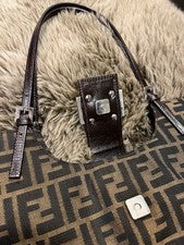Fendi handbag, Zucca pattern, Mamma Bucket, half-moon design, brown. #QY4Q2X