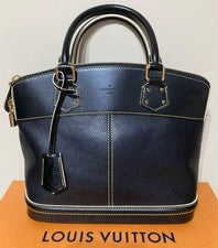 LOUIS VUITTON Genuine Leather Suhali Lockit Handbag in Black Monogram #QYG48U