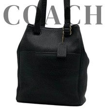Old Coach 2-way Shoulder Bag, Bucket Style, Leather, Black #QY3FR5