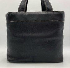 CHANEL Black Leather Handbag 2-Way Women #QYD3AF