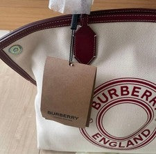 BURBERRY logo canvas handbag White Women #QY9X1K