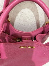 MIU MIU MIUMIU Madras 2-Way Handbag, Leather, Pink #QY0NC6