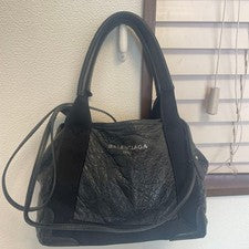 BALENCIAGA Black Leather Handbag Gabas XS #QYAJB5