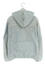 Louis Vuitton Virgil Abloh NBA Hoodie Denim Parka Blue Size 48 Pre-Owned