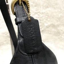 High-quality leather Old Coach one-shoulder bag, black. #QY55MF