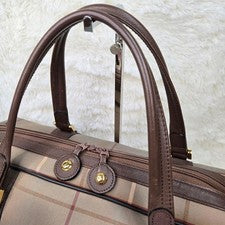 BURBERRY Mini Boston Bag with Pouch, Nova Check Leather #QYDQJ6