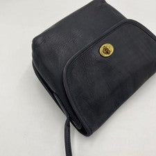 Old Coach Shoulder Bag, Turnlock Closure, Leather, Dark Navy #QYJ340
