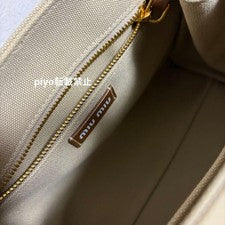Miu Miu Canapa Canvas Tote Bag, Beige #QYDXR0