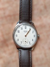 KUOE 90-001 Gold Hands Brown Genuine Leather Strap Japanese-made Watch #QY3FWF